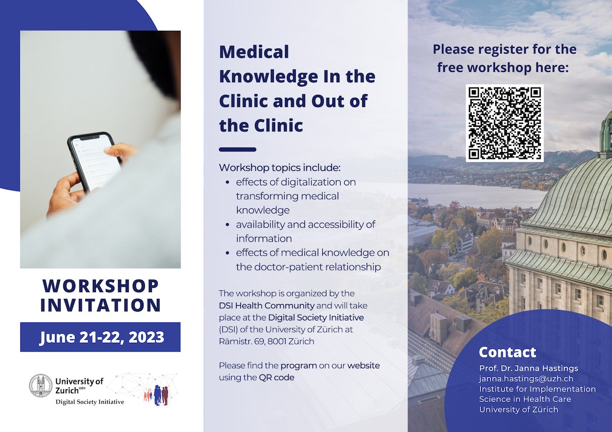 Invitation to participate – workshop on medical knowledge at the DSI in Zurich